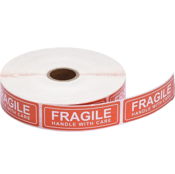 100 FRAGILE HANDLE WITH CARE Warning Packing Shipping Sticker Labels 3" … - Picture 2 of 6